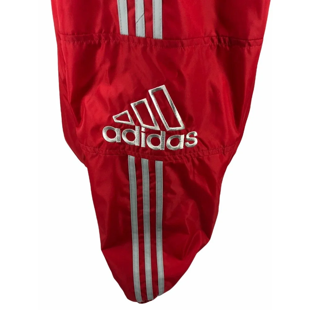 Adidas Mens XL Jacket Red Nylon Embroidered Fleece Lined Vintage Y2K 2000s EUC